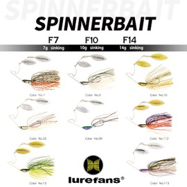 Lurefans Bass Fishing Spinner Bait, 1/4oz 2/5oz 1/2oz Spinner Bait Bass Fishing Lure Double Free Spinning 3D Willow Leaves Owner Hook Fishing Lure for Bass Pike Musk Trout