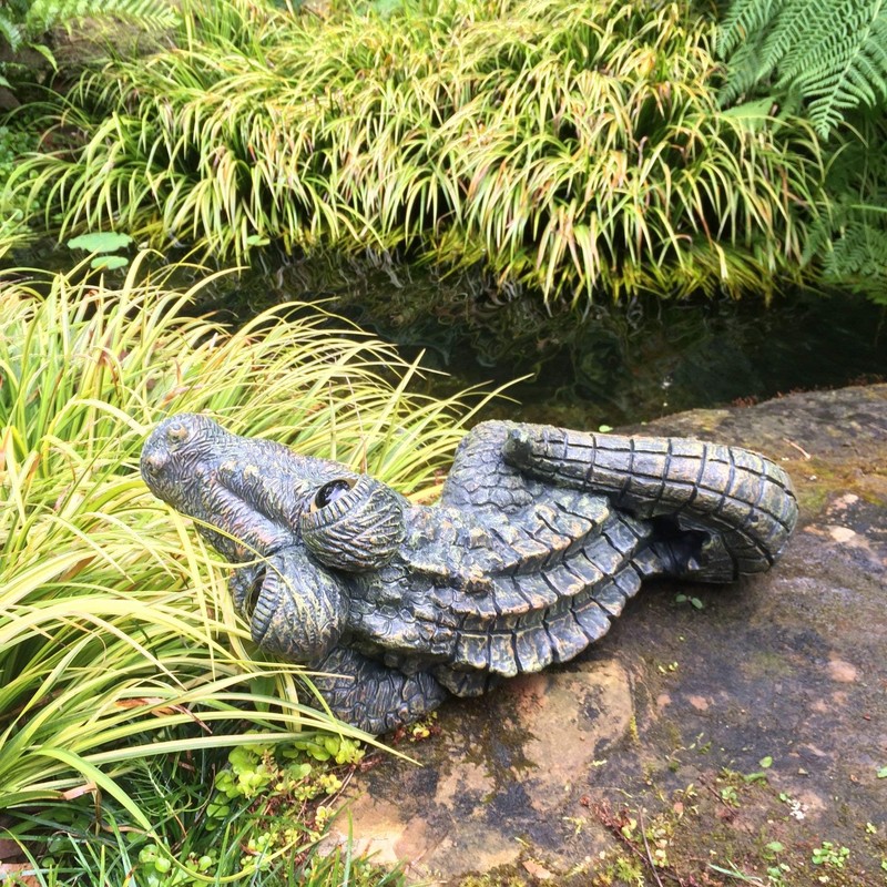 Toad Hollow Large Lying Gator Home & Garden Alligator Statue