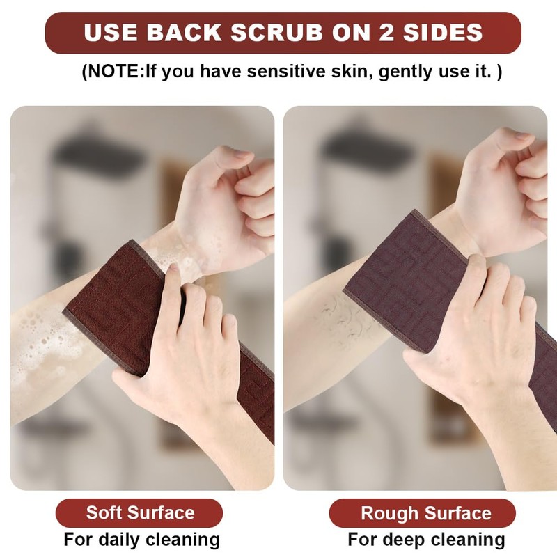 URAQT Back Scrubber, Exfoliating Back Scrubber for Shower, Double-Sided Back