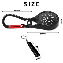 1pc Mountaineering Compass, 1pc Survival Whistle, Compass with Keychain, Mini Survival Compass, for Traveling, Rock Climbing, Hiking, Hunting, Sailing (Black)