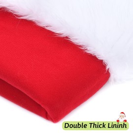 TCJJ Santa Hat, Christmas Hat Holiday for Adults Unisex Velvet Comfort Extra Thicken Xmas Hat for New Year Festive Party Supplies