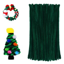 kdafio 120 Pieces Pipe Chenille Stems, Dark Green Chenille Stems Pipe Cleaners Pipe Cleaners DIY Projects Creative Crafts for Beginner St. Patrick's Day Decorations (5mm x 12inch)