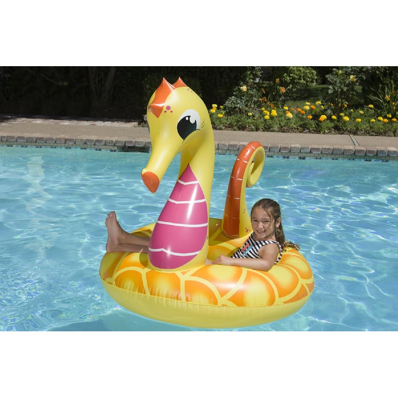 Poolmaster 48-Inch Inflatable Swimming Pool Party Float, Seahorse, Yellow