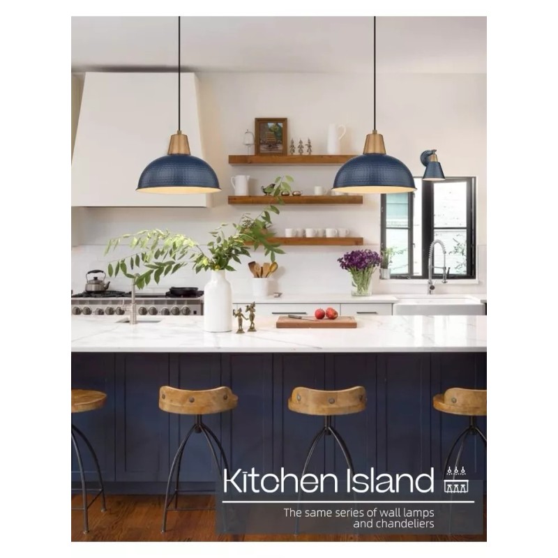 FEMILA 3 Pack Pendant Lights Black Hammered Metal Finish 10.2"