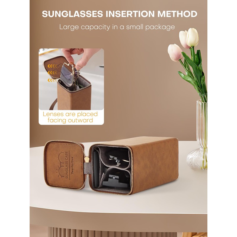 cloudever Sunglasses Travel Case Organizer Hangable for Men Women, Eyeglasses