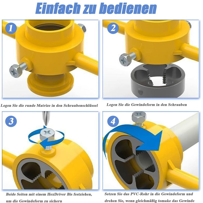 Mesee 6 Pieces Ratchet Pipe Threader Kit, PVC Tap and