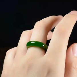 Rrdaily Green Jade Ring for Women Good Luck Jade Ring Green Crystal Jade Rings Jewelry for Teen Girls Size 6-10 (Green: 6)