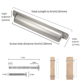 Cotykiley 10 Pack 5 Inch(128mm) Brushed Satin Nickel Cabinet Handles Kitchen Cabinet Cup Pulls Cabinet Door Handles Kitchen Cabinet Hardware Cupboard Drawer Pulls Dresser Handles