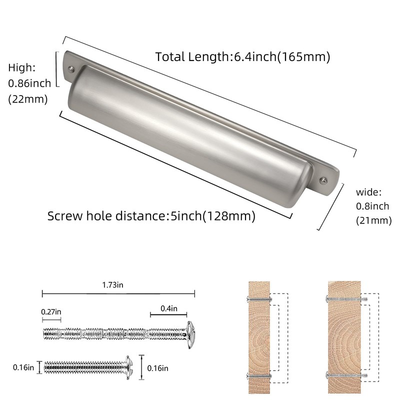 Cotykiley 10 Pack 5 Inch(128mm) Brushed Satin Nickel Cabinet Handles