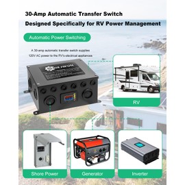 30 Amp Transfer Switch for RV, Metal Housing with Adjustable Delay Timer