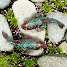 PaLuQiYa Garden Statues,Koi Fish Decor,Set of 2 Antique Koi Fish Garden Statue,Sculpture for Outdoors,Patio Decor,Backyard and Home Kitchen Decoration,Gifts for Mom Women Grandma