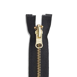22" Brass Reversible Jacket Zipper 22 inch Black Zip for Sewing Craft