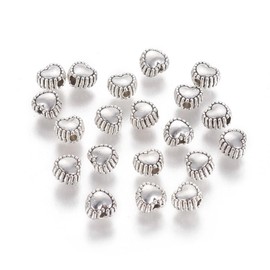 150 x Metal Bead Set, Spacer Beads, 6 mm, Heart Beads with Hole, Silver, Gold, Jewellery Accessories for Bead, Charms, Bracelets, Pendants, Craft Beads for Threading