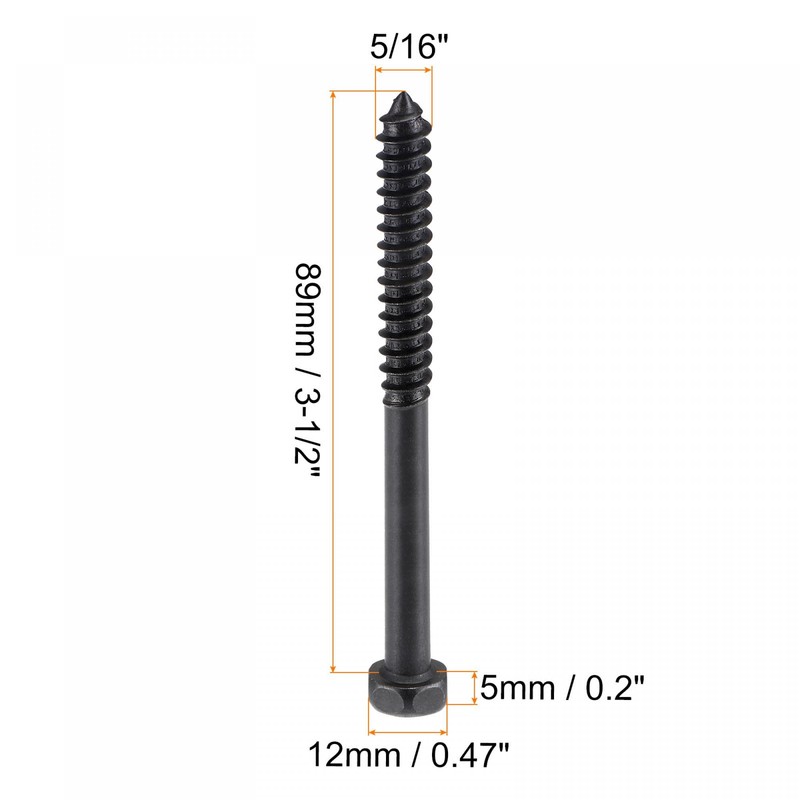 sourcing map Hex Lag Screws 5/16" x 3-1/2" Carbon Steel