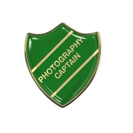 Photography Captain Gel Domed Green School Shield Badge