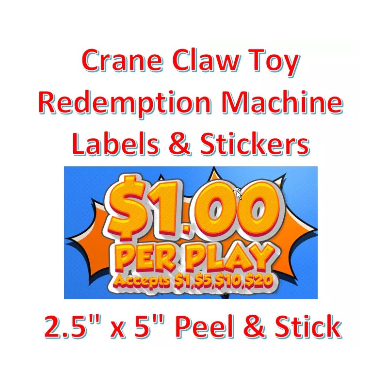 vendinglabels.com Crane Claw candy vending machine Labels Sticker Decal Price
