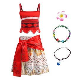 Princess Dress for Girls with Flower Crown, Shell Necklace & Hair Clip, Sparkly Party Outfit for Ages 3-9