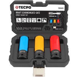 TECPO Kraft Protective Inserts 3-Piece Aluminium Rims Nut Set Socket Spanner Set Sockets SW 17 mm 19 mm 21 mm
