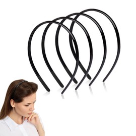 4Pcs Black Plastic Headbands,Non-Slip and Durable Sports Fashion Headband Accessories,Black Hair Hoop with Teeth Daily Wear Unisex Sport Fashion Hair Band Accessories for Women and Men
