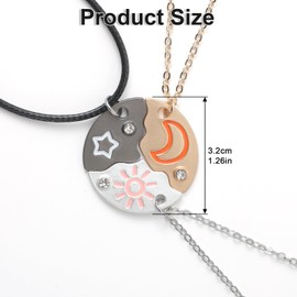 GEEHUA Friendship Necklaces for 3 Trios, Sun, Moon, Star, BFF Friendship Puzzle, Matching Necklaces Pendants for Women, Gifts for Best Friends and Sisters Forever, Alloy Steel, Alloy