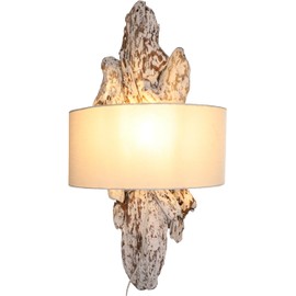 GURU SHOP Modena Model Wall Lamp, Handmade from Natural Material, Driftwood, Cotton in Bali, 80 x 40 x 23 cm, Wall Lights