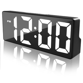 AXOMRFC Reloj Despertador Digital, Relojes Despertador LED para Dormitorio, Reloj de Alarma Digital con función de repetición y Espejo, Despertador Electronico con Puerto de Carga USB (Negro)