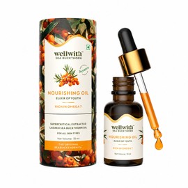 Wellwith (Ayuzera) Sea Buckthorn Berry Oil, Face & Hair Serum, Nourishing Oil, Omega 3,6,7 & 9, Collagen Boosting, Dull Skin & Fine Lines & Dark Spots, For Smooth, Glowing Skin (10 ml (Pack of 1))