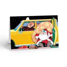 Stonehouse Collection | Yellow Taxi Santa Christmas Cards | NYC Christmas Cards | 12 Manhattan Christmas Cards & Envelopes (Yellow Cab)