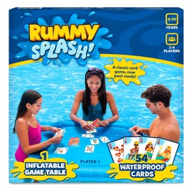 Gouda Games Pool Rummy Splash – Floating Pool Game Table (28” x 28”), Waterproof Cards, Inflatable Pool Toy for Kids & Adults, Family Pool Party Game for Ages 8, 9, 10, 11 and Up, 2-4 Players