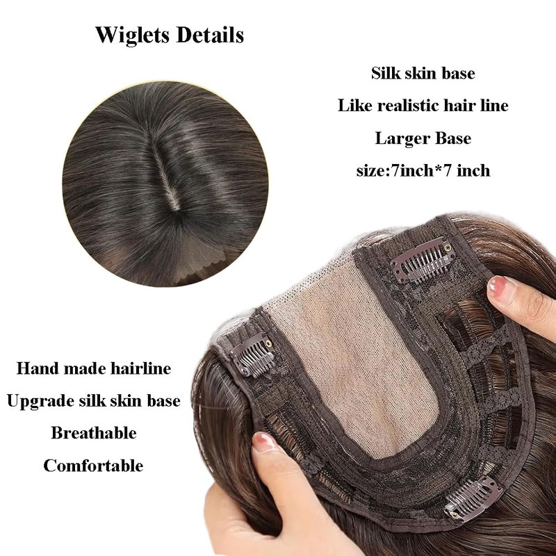 20" Synthetic Wavy Hair Toppers for Women, 7" x 7"