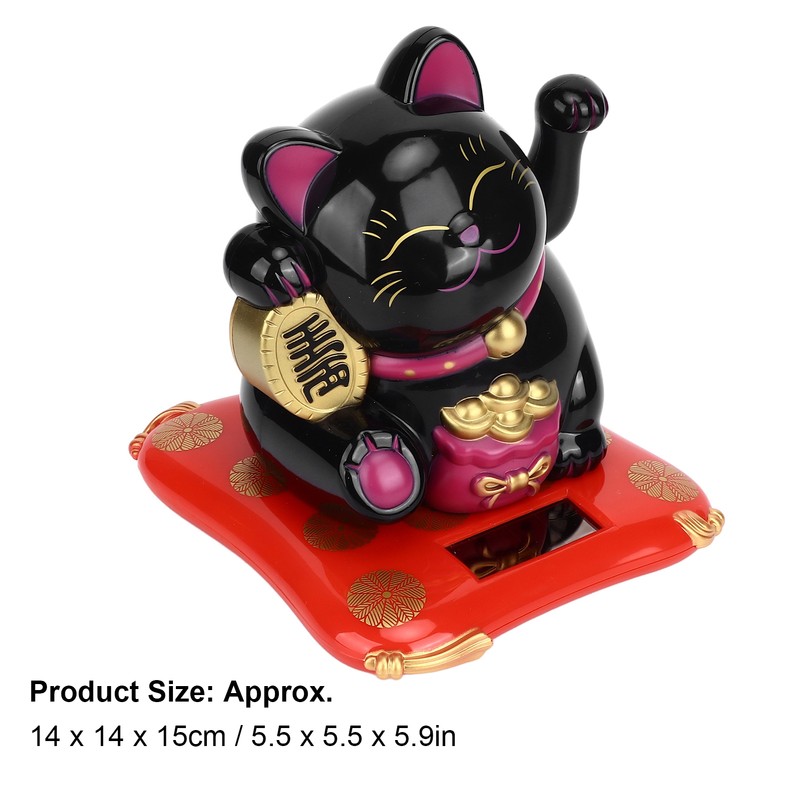 Lucky Cat Solar Powered Cute Decorative Wealth Welcoming Waving Fortune