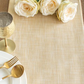 The White Petals Beige Dining Table Runners (13x72 inch, Pack of 1, Ruffles Trim) Fabric Lined | Properly Finished | for Home, Kitchen, Dining Room, Holiday, Wedding Party Décor