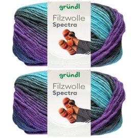 2 x 100 g Gründl Spectra Felt Wool Made from 100% Pure New Wool Including Instructions for Felt Shoes (03 Ocean Multicolour)
