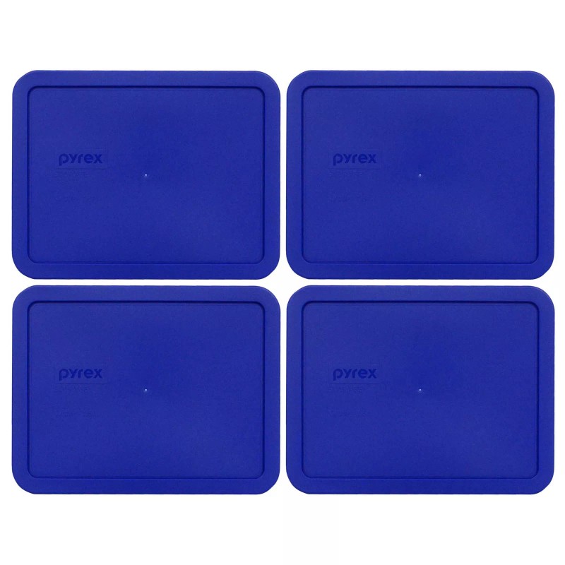 Pyrex 7211-PC Rectangular Blue 6 Cup Plastic Storage Lid 4PK