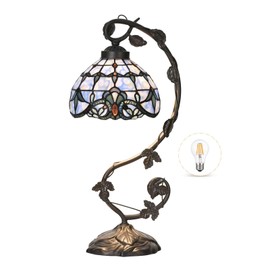 HomeBeauty TL0025 Tiffany Style Baroque Table Lamp-Stained Glass & Vine - Design for Bedroom Living Room, W 10 X H 20.5 Inches Overall, LED Bulb Included (Baroque)