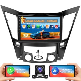 [2+64G] Hikity Android Car Stereo for Hyundai Sonata 2010 2011 2012 2013 2014 with Wireless Carplay Android Auto, 9" Touch Screen Radio with Mirror Link GPS WiFi Bluetooth SWC Backup Camera FM Mic