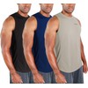 DEVOPS 3 Pack Men's Muscle Shirts Sleeveless Dry Fit Gym