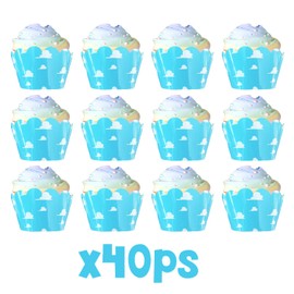 Blue Sky Clouds Birthday Cupcake Wrappers 40ps Cartoon Story Birthday Party Supplies for Boys Girls Cartoon Story Birthday Decorations