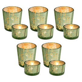 Green Votive Candle Holders Set of 10, Wedding Centerpiece Table Decorations,Glass Candle Holders for Home Decor,Tea Light Candle Holder for Table Centerpiece Thanksgiving Christmas Decor (10, Green)