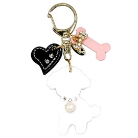 Happy Poodle KH Women's Key Chain, white