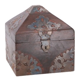 GURU SHOP Turret Treasure Chest, Wooden Box, Jewellery Box - Model 1, Brown, Size: Small (12 x 11 x 11 cm), Tins, Boxes & Caskets