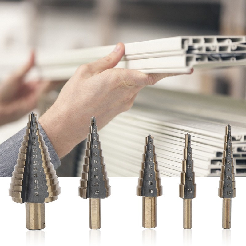 5PCS HSS4241 Step Cone Drill Bit Metric Hole Cutter Bit