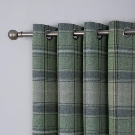 always4u 100% Blackout Woolen Look Plaid Curtains Modern Window Panels Green Checkered Tartan Curtains for Living Room Bedroom 2 Panels Green 54 * 95 Inches