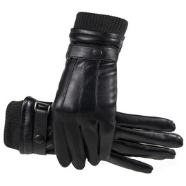 Winter Gloves Men Women Windproof Warm Thick Leather Thermal Mittens Touchscreen