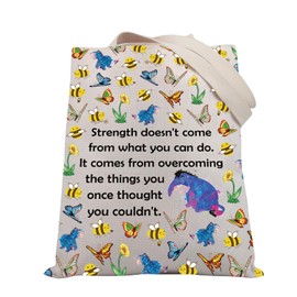 BDPWSS Eeyore Quote Tote Bag - Unisex Adults - Strength Come Tgca - Medium - Canvas - Eco-friendly