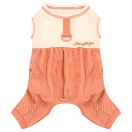 TENGZHI Dog Pajamas Small Dog Shirt Clothes for Girls Boys Cute Puppy Cat Outfits Onesies with Leash Ring Pet Dog Kitten Overalls Jumpsuits for Yorkie Chihuahua Teacup Romper Clothing Apparel, Orange