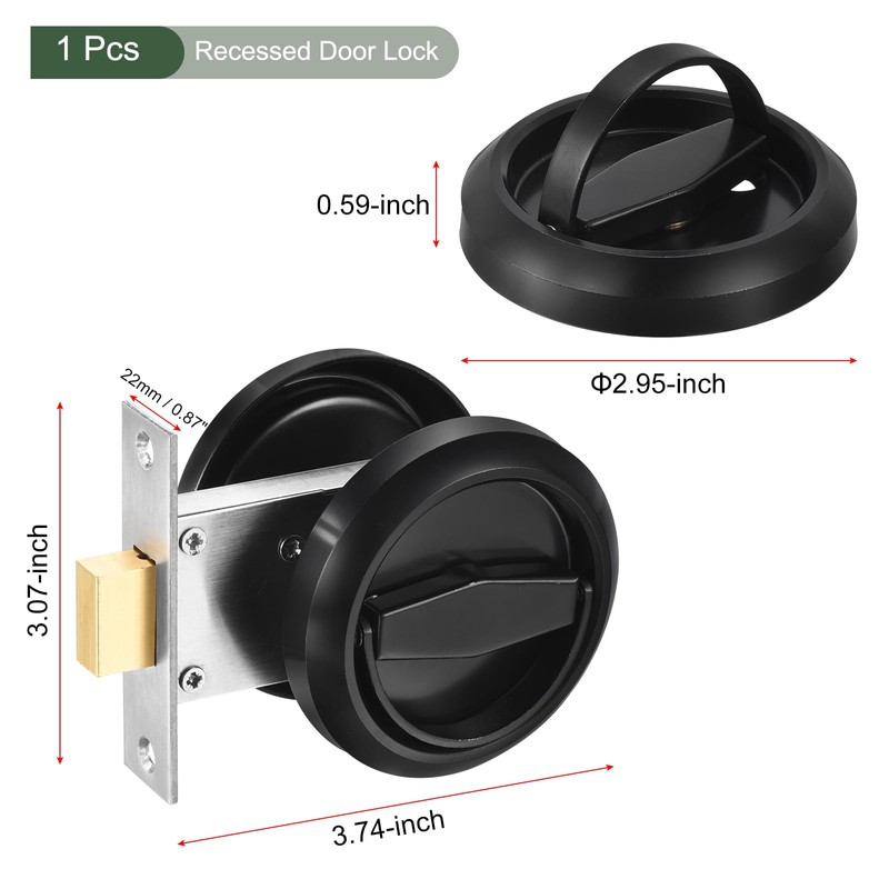 YOKIVE Sleek Stainless Steel 304 Recessed Door Lock, with Hidden