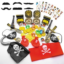 KERANEET Pack of 64 Pirate Children's Birthday Party Decoration Children's Birthday Party Bags Children's Birthday Pirate Party Bag Children's Birthday Party Bag Children's Birthday Party Bag