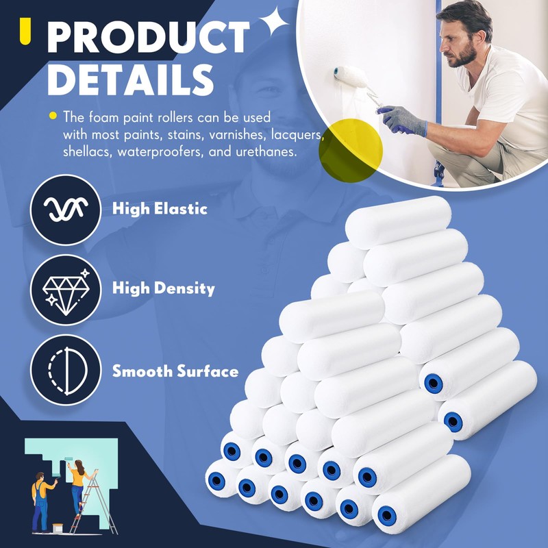 Nuenen 40 Pcs 6 Inch Foam Paint Rollers Mini Paint