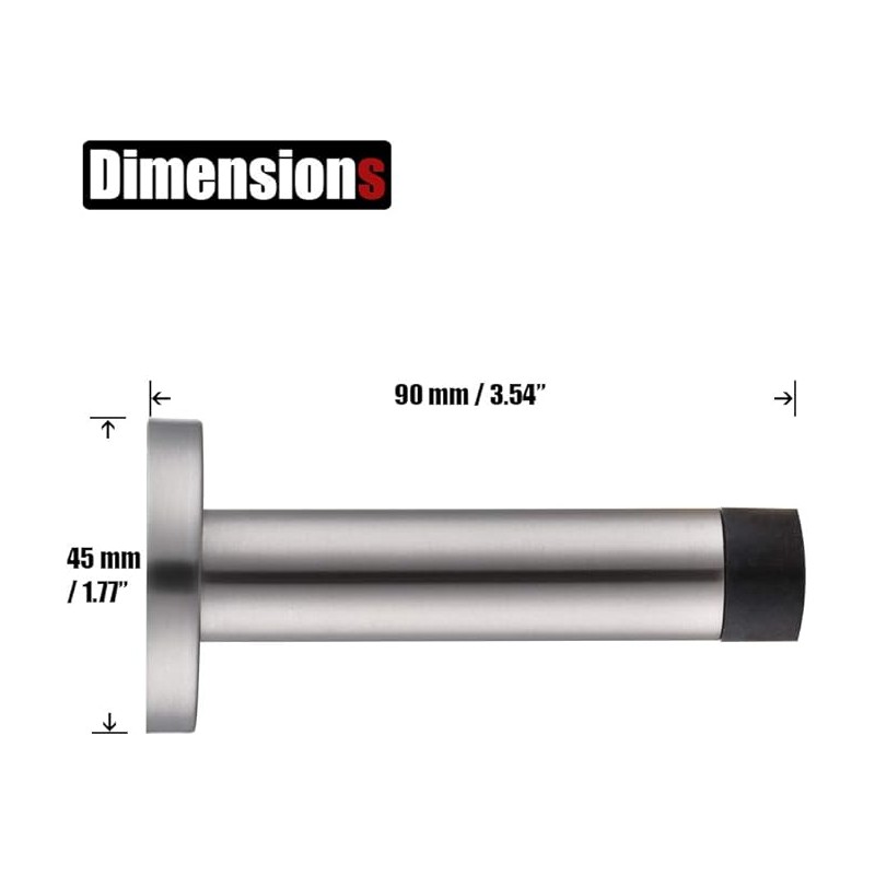 Brushed Stainless Steel Door Stopper with White Tip – Soft